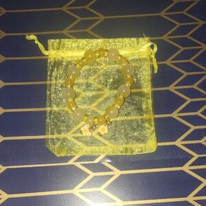 Yellow Beaded Bracelet with Flower Charms